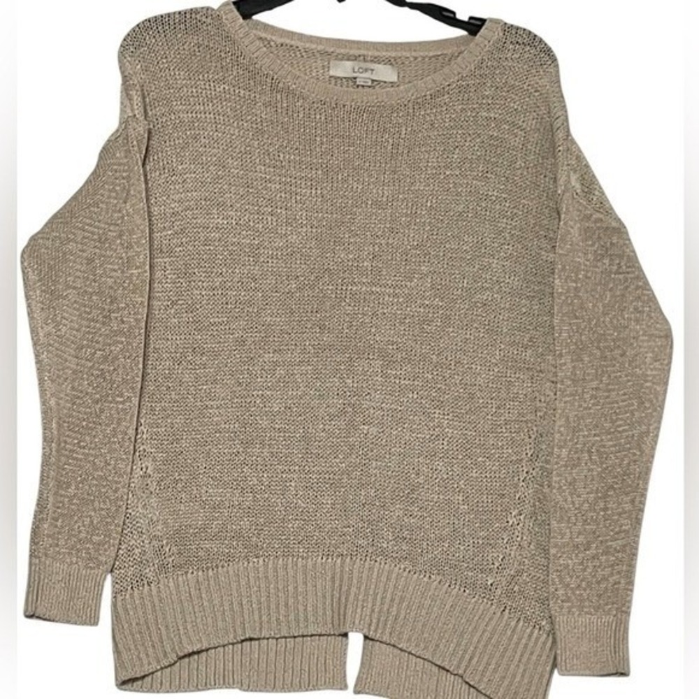 LOFT Women's Small Beige‎ Knit Pullover Sweater Size Small Long Sleeve Casual